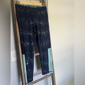 Under Armour Blue/Purple Leggings with Aqua Side Panels